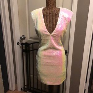 White iridescent mini dress